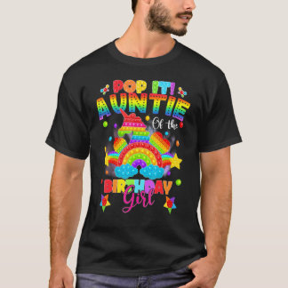 Auntie Of The Birthday Girl Unicorn Girls Rainbow  T-Shirt