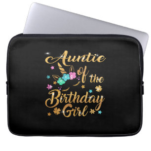 Auntie of The Birthday Girl Unicorn T-Shirt Laptop Sleeve