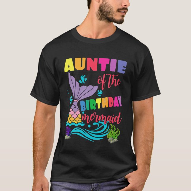 Auntie Of The Birthday Mermaid Matching Family T-Shirt (Front)