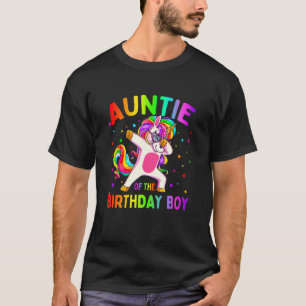 Auntie of the Birthday Party Boy Dabbing Unicorn T-Shirt