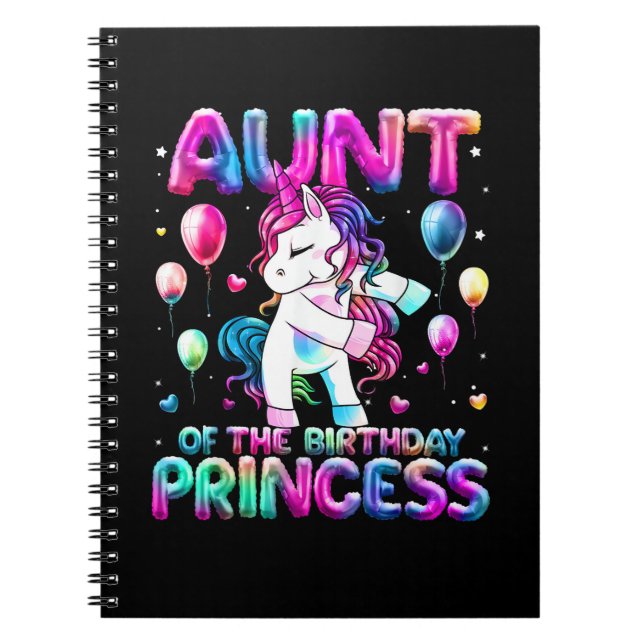 Auntie of the Birthday Princess Girl Flossing Unic Notebook (Front)