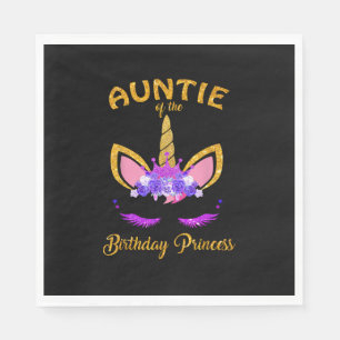 Auntie of the Birthday Princess Unicorn Girl T-Shi Napkin