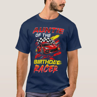 Auntie Of The Birthday Racer Race Party Family Mat T-Shirt