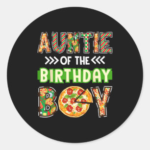 Auntie of the boy birthday boy pizza lover party  classic round sticker