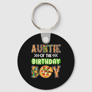 Auntie of the boy birthday boy pizza lover party key ring