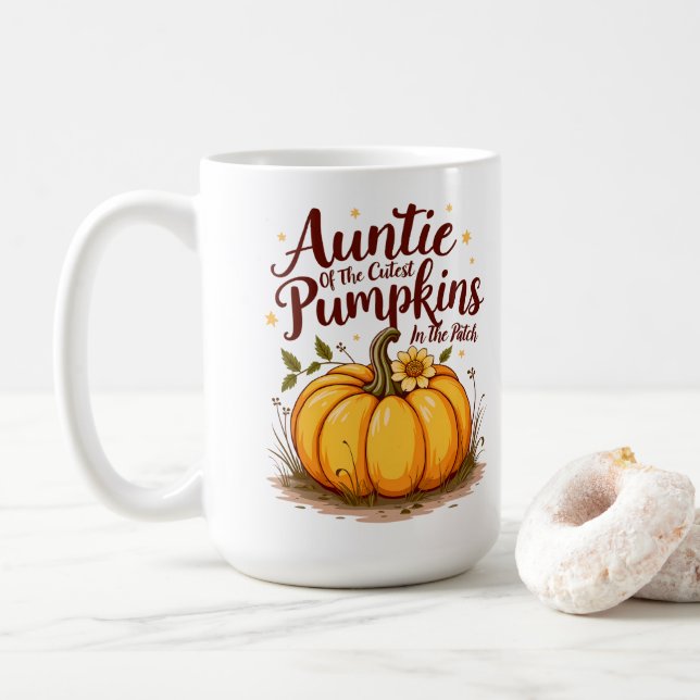 Auntie of the Cutest Pumpkins in the Patch Coffee Mug (With Donut)