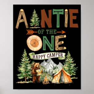 Auntie of the one happy camper 1st birthday poster
