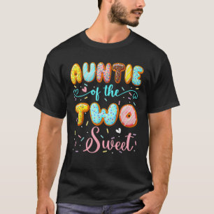 Auntie Of The Two Sweet 2Nd Birthday Girl Doughnut T-Shirt