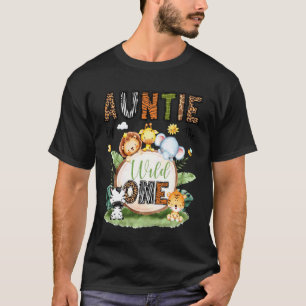 Auntie of The Wild One 1St Bday Boy Safari Woodlan T-Shirt