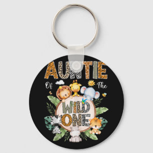 Auntie Of The Wild One First Birthday Safari Jungl Key Ring
