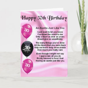 Auntie Poem - 30th Birthday Card