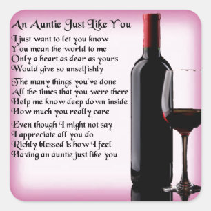 Auntie Poem - Wine Design Square Sticker
