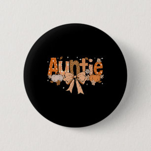 Auntie Pumpkin Fall Coquette Bow Thanksgiving Mum  6 Cm Round Badge