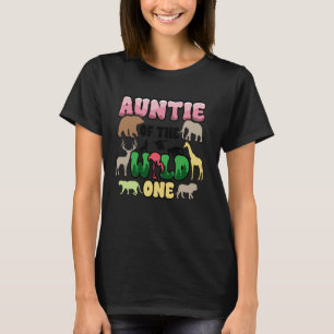 Auntie Safari 1st Birthday of Wild One Zoo Jungle T-Shirt