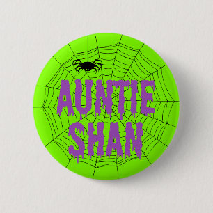 Auntie Shan Green Dripping Font Spider Web Button