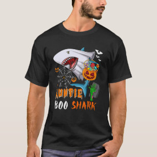 Auntie Shark Boo Halloween Shark Boo Ghost Candy P T-Shirt