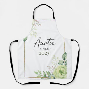 Auntie Since Personalised Year Floral Handwritten Apron
