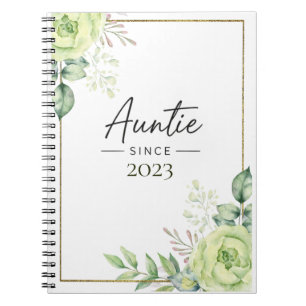 Auntie Since Personalised Year Floral Handwritten Notebook