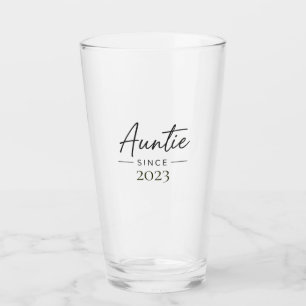 Auntie Since Personalised Year Handwritten Minimal Glass