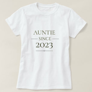 Auntie Since Personalized Year Minimal Family Role T-Shirt