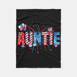 Auntie Sungles Usa Flag Fireworks Patriotic 4th Of Fleece Blanket
