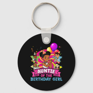 Auntie The Birthday Girl Party Pink Doll Family De Key Ring