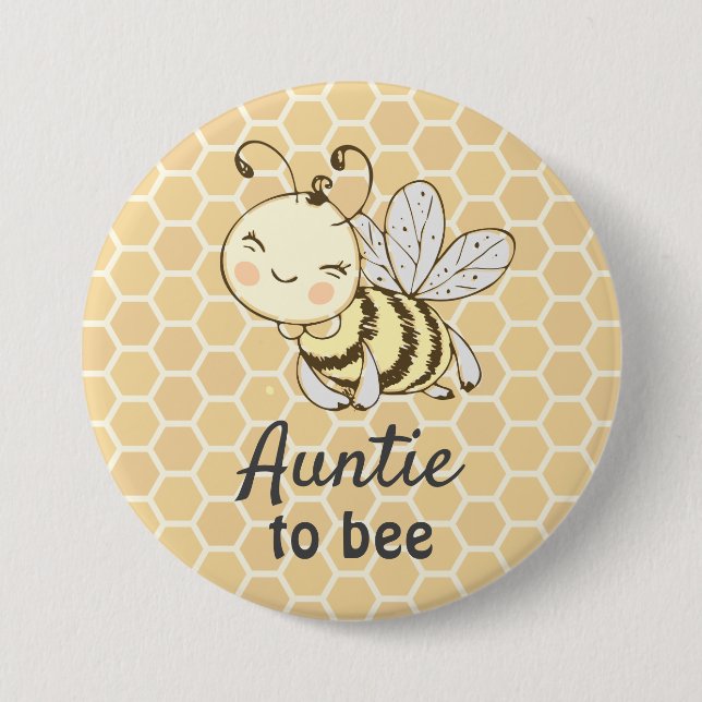 Auntie to be Aunt Yellow Bumblebee Bee Baby Shower 7.5 Cm Round Badge (Front)