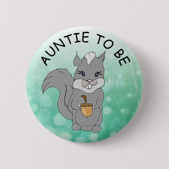 Auntie to be, Baby Shower Button Little Racoon (Front)