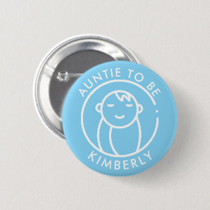 Auntie to Be   Baby Shower Minimal Blue 6 Cm Round Badge