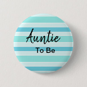 Auntie To Be Blue and Teal Baby Shower 6 Cm Round Badge