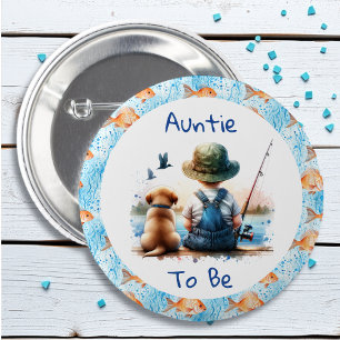 Auntie to Be Fishing Themed Baby Shower 6 Cm Round Badge