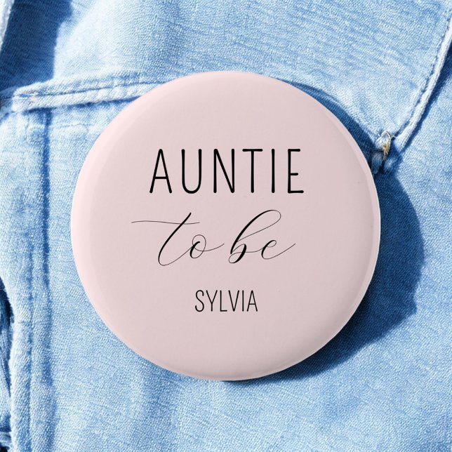 Auntie to Be Pink Baby Shower Button (Creator Uploaded)