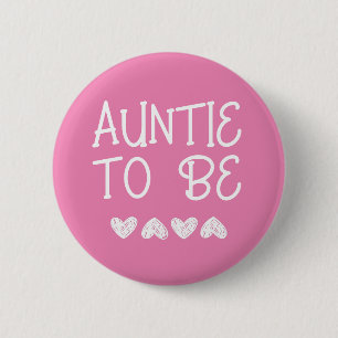 Auntie to be pink Hearts Baby Shower Button