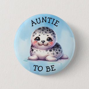 Auntie to be   Polar Arctic Winter Baby Shower 6 Cm Round Badge