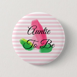 Auntie to be Rosebud Pink Baby Shower Button