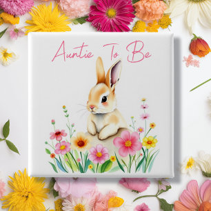 Auntie To Be Woodland Themed Baby Shower 15 Cm Square Badge