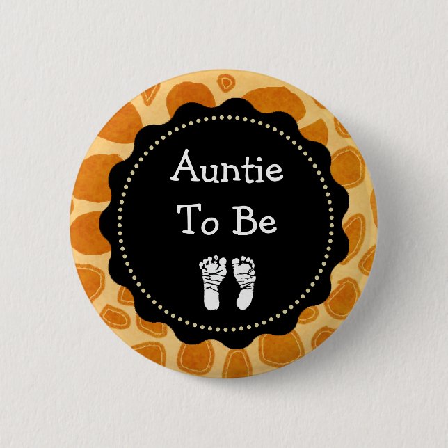 Auntie to be Zebra Print Baby Shower 6 Cm Round Badge (Front)