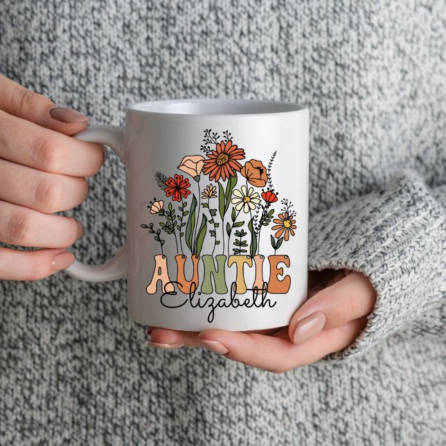 Auntie Wildflowers Women Aunt Mother's Day 2024 Coffee Mug (Creator Uploaded)