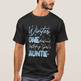 Auntie Winter Onederland 1st Birthday Snowflake Fa T-Shirt