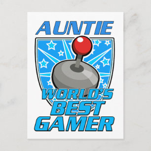 Auntie World's best gamer retro logo Holiday Postcard