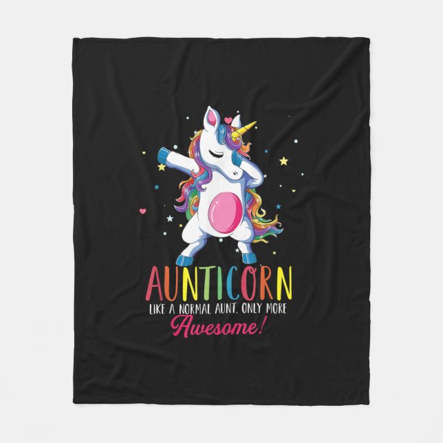 auntiecorn like an aunt only awesome dabbing unico fleece blanket (Front)