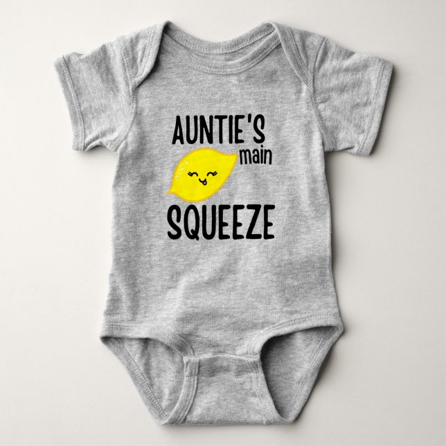 Auntie's Main Squeeze Funny becoming a auntie Baby Bodysuit (Front)