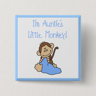 Auntie's Monkey - Blue Tshirts and Gifts 15 Cm Square Badge