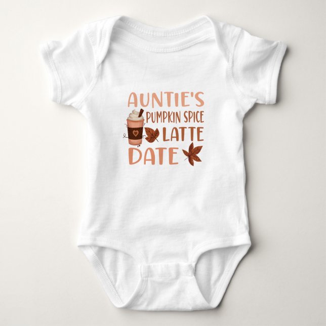 Aunties Pumpkin Spice Latte Date, Aunt Baby Shower Bodysuit (Front)