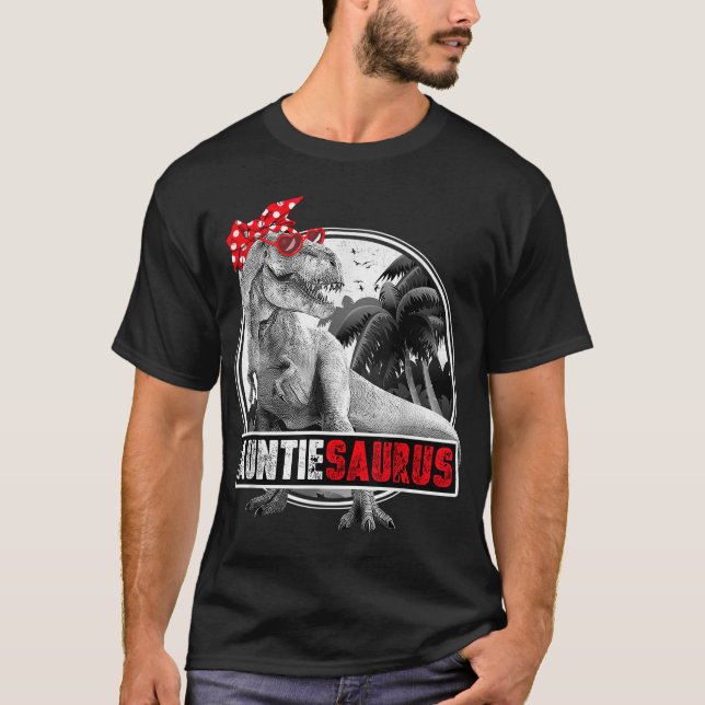 Auntiesaurus T-Rex Auntie Dinosaur T-Shirt (Front)
