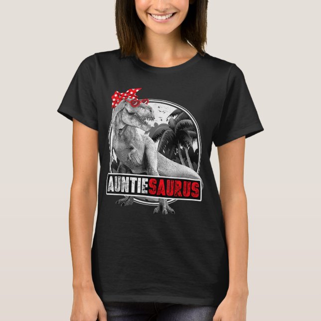 Auntiesaurus T-Rex Auntie Dinosaur T-Shirt (Front)