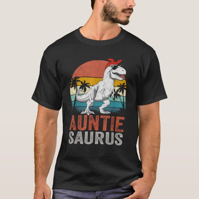 Auntiesaurus T Rex Dinosaur Auntie Saurus Family M T-Shirt (Front)