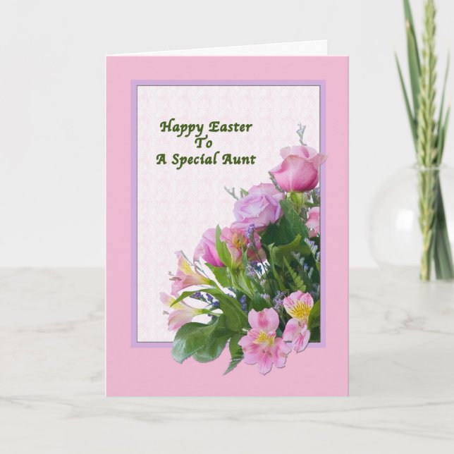 Aunt's Easter Card with Spring Flowers (Front)