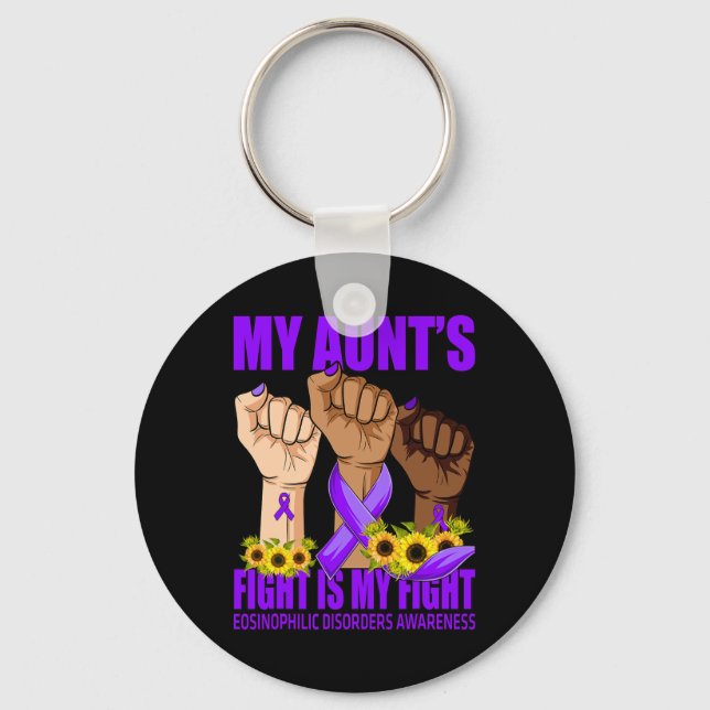 Aunt's Fight Is My Fight Fibromyalgia Awareness  Key Ring (Front)