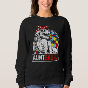 Auntsaurus Rex Dinosaur Autism Aunt Saurus Family  Sweatshirt